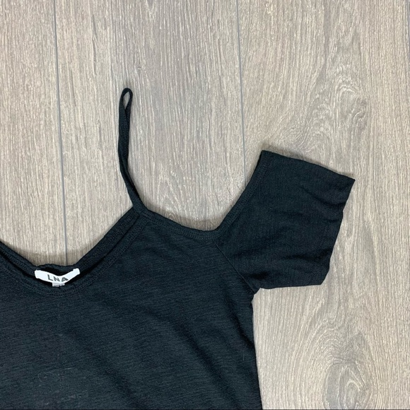 Revolve LNA Off The Shoulder Tee Top T-shirt Short Sleeve Black Size XS - Picture 5 of 11